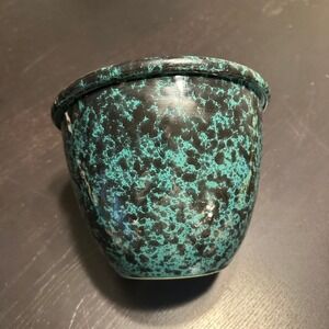 Bennington Potters Vermont Turquoise Black Spatterware Cereal Bowl Stoneware